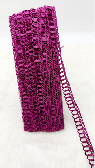 9 Yards Wine Red Embroidery Cotton Lace Trim, Approx. 20mm Wide, Fringe Trim